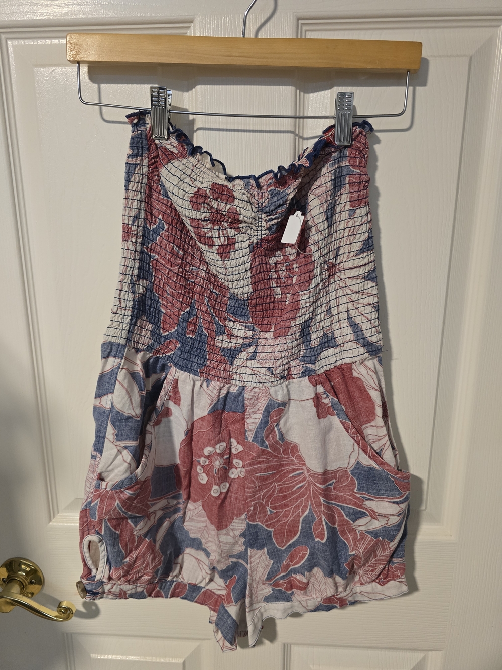 Hollister Red & Blue Floral Smocked Dress